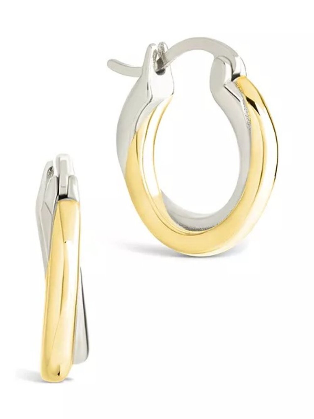 Sterling Forever Dual-tone Janice Twisted Hoop Earrings Tarnish-resistant NIB